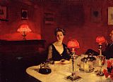 John Singer Sargent A Dinner Table at Night painting